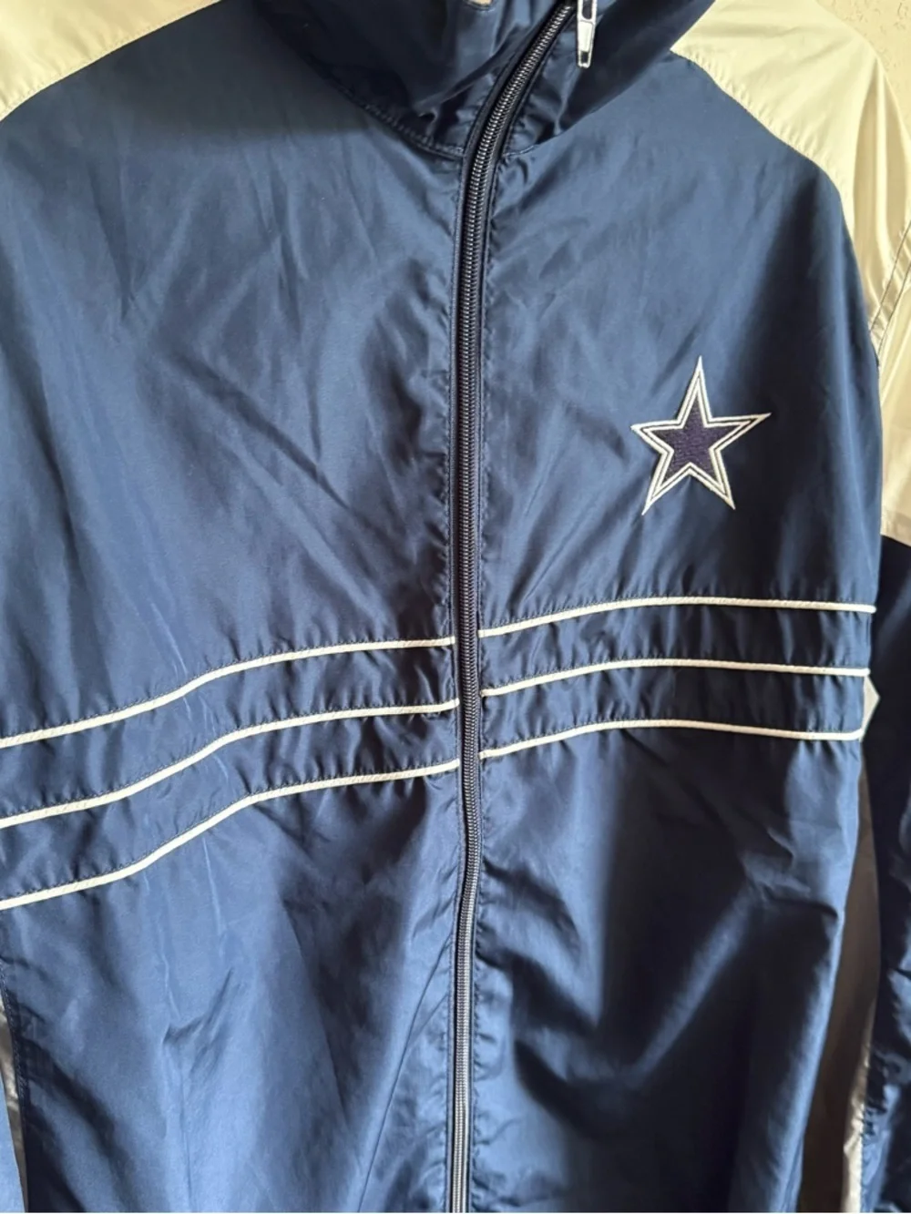 Men’s L GIII Navy White Gray NFL SI Dallas Cowboys Sporty Windbreaker Jacket
